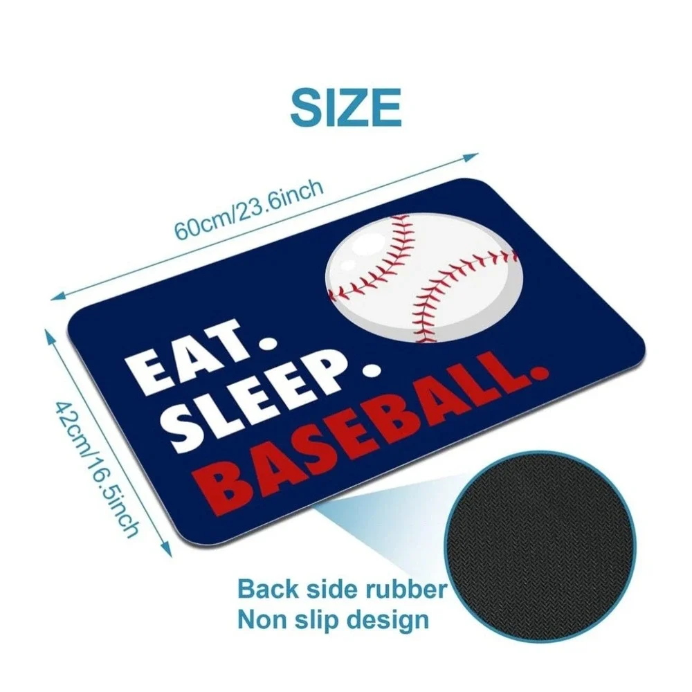 Eat Sleep Baseball Blue Red White Non Slip Bath Mat 24